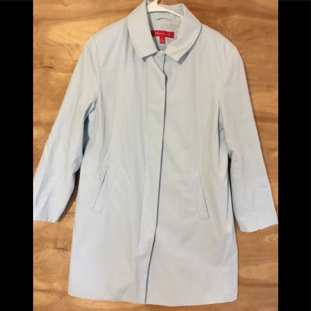 Anne Klein blue button windbreaker raincoat medium